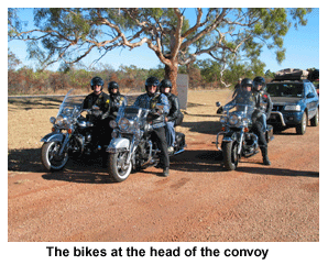 The bikes at the head of the convoy