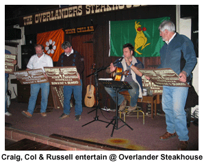 Craig, Col & Russell entertain at Overlander Steakhouse