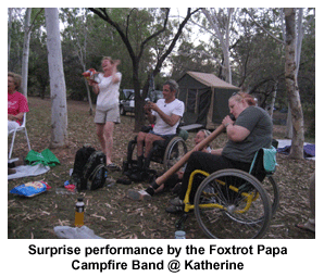 Surprise performance by the Foxtrot Papa Campfire Band at Katherine