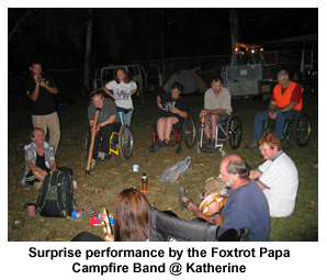 Surprise performance by the Foxtrot Papa Campfire Band at Katherine