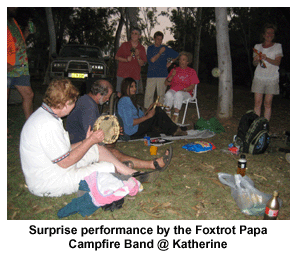 Surprise performance by the Foxtrot Papa Campfire Band at Katherine