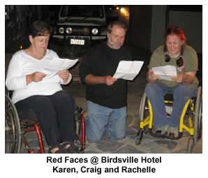 Red Faces at Birdsville, Karen, Craig and Rachelle