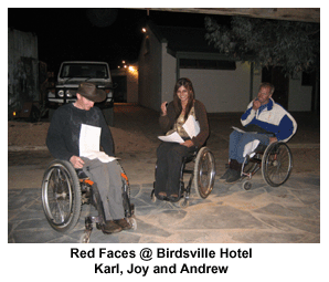 Red Faces at Birdsville, Karl, Joy and Andrew