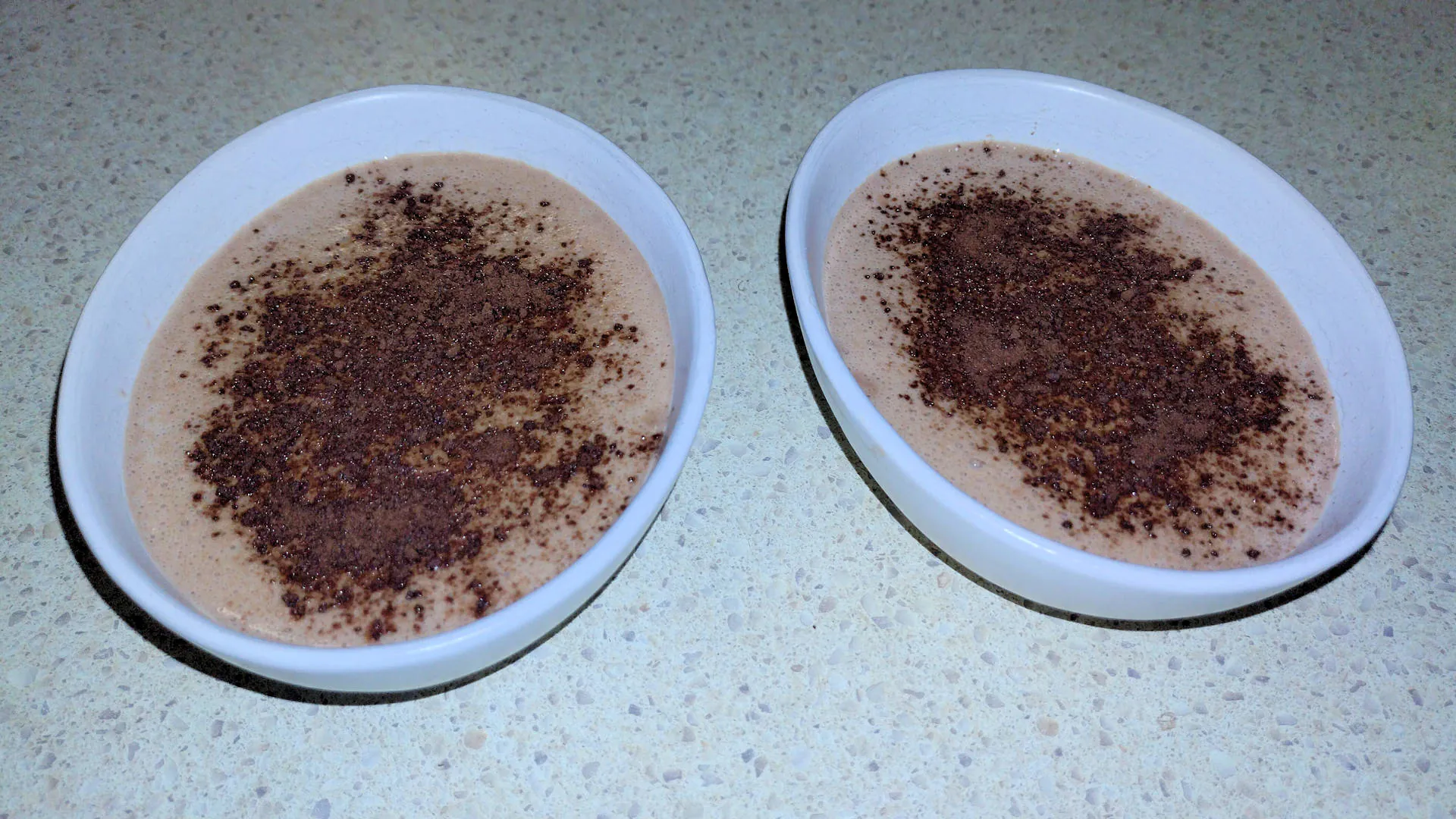 Milo flavoured Semolina Pudding in two bowls